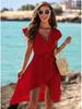 2026 Summer Asymmetrical V-Neck Beach Dress – Women's Vacation Style