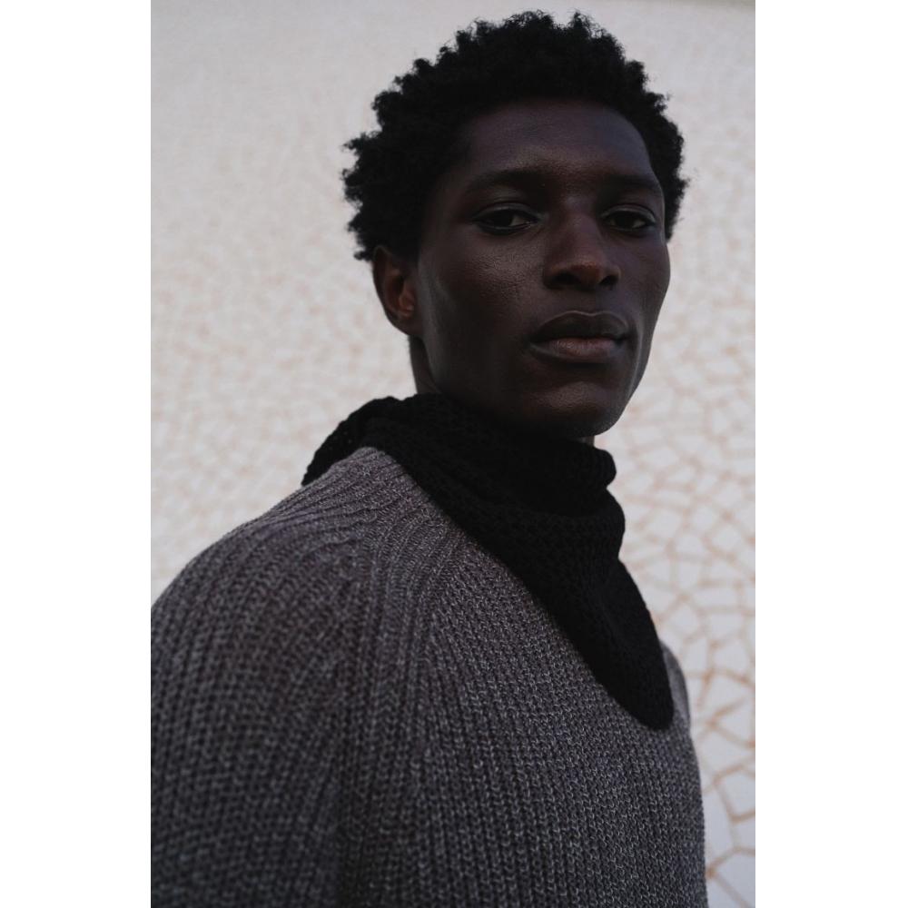 H M sHort Sleeve Sweater Regular Fit Dark Grey