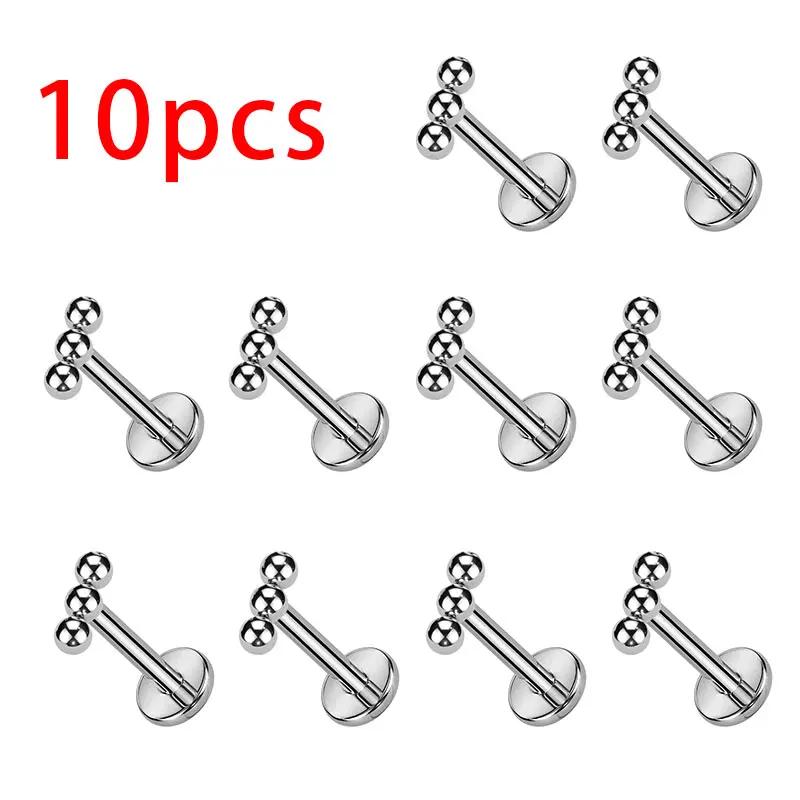 1/10 Stück ASTM F136 Titan-Kugeln Labret Piercing Ohr Flat Tragus Knorpel Helix Conch Ohrring Lippe Nase Piercing Körperschmuck