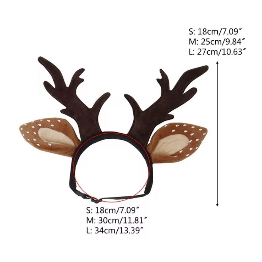 Adjustable Cat Antlers Headband Elastic Pet Reindeer Cap Pet Antlers Headwear  Cosplay Party