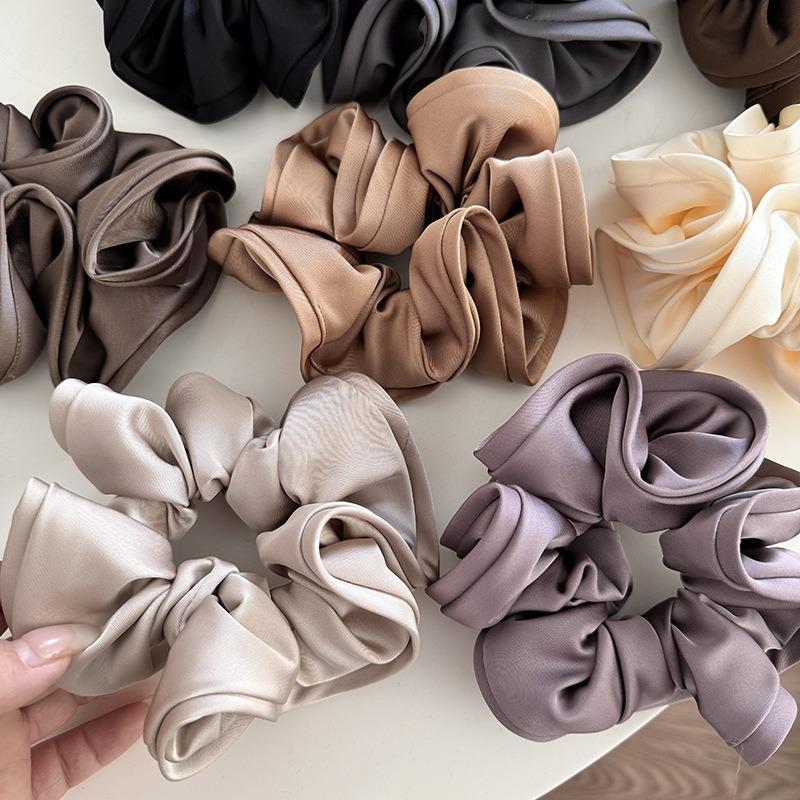French Design With Wooden Earrings And Hair Loops, High-end Satin Finish, Women's Minimalist Temperament, New Hair Rope