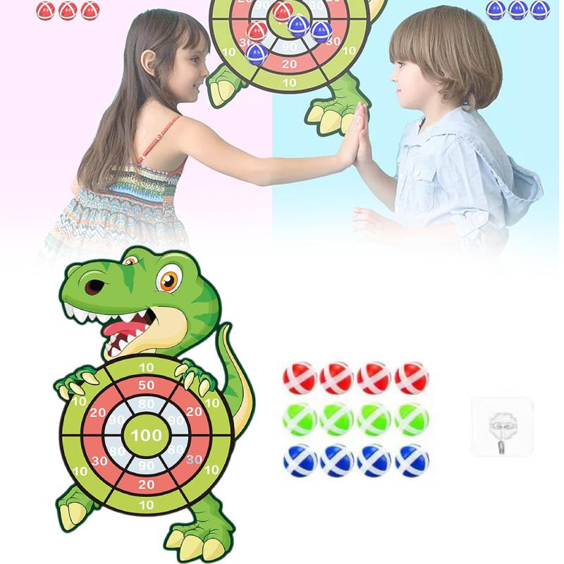 Dinosaur Dart Board Set Kids Toys Age 3 To 12 Year Old 12 Sticky Gifts Balls