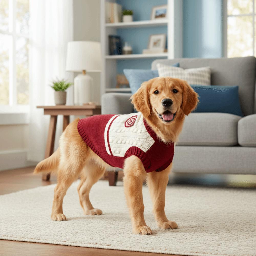 Round Neck Pet Knitted Vest College Style Dog Pullover Dog Warm Sweater Outdoor Activities