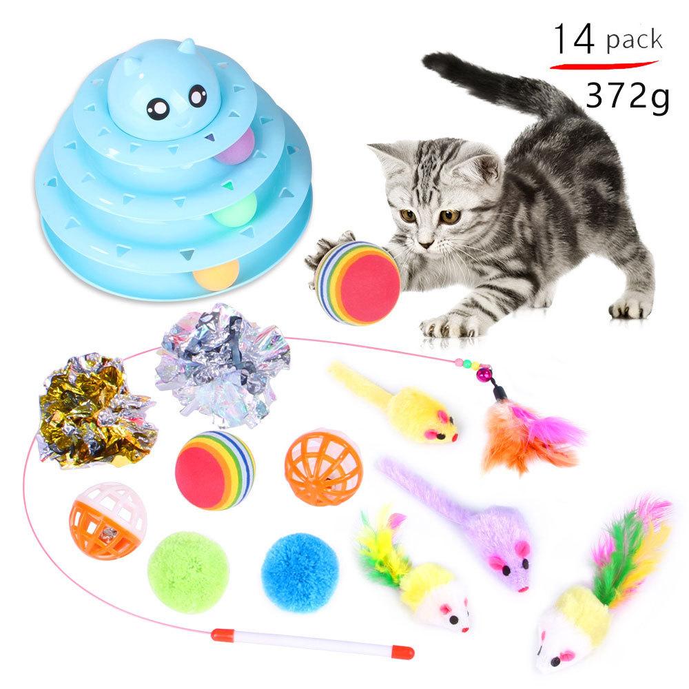 Pet Cat Toy Set 21 Pieces Cat Channel Teaser Cat Stick Plush Mouse Combination Toy