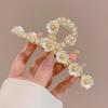 Sweety Flower Hair Claw Trendy Metal Alloy Shark Hair Gripper Korean Style Jewelry Hair Clip Girls Daily Hair Accessories