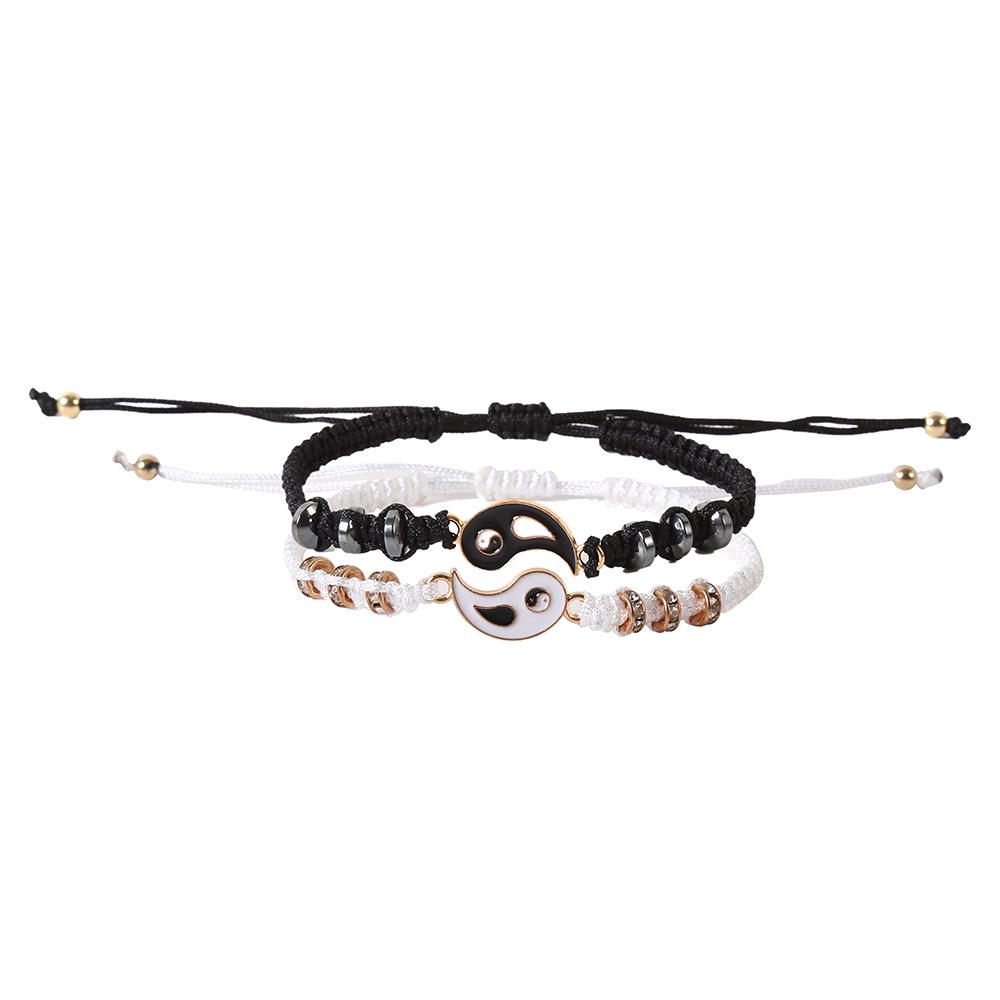 Alloy Tai Chi Bagua Hand-Woven Couple Bracelet Set