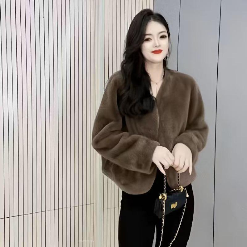 Winter New Imitation Mink Short Collar Fur Integrated Imitation Mink Fur Fur Fur Coat