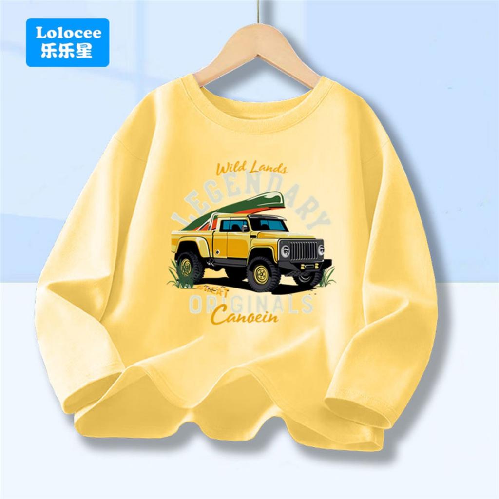 Off Road Cartoon Car Print Graphic Tops for Women, Spring Autumn Women's Long Sleeve Pickup Truck Tees