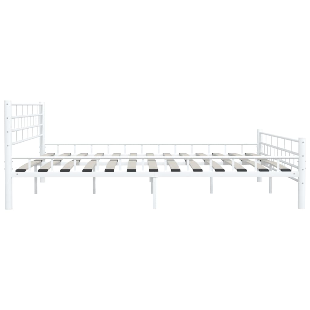 Bed Frame White Metal 200*200 cm