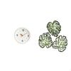 Modern Palm Leaves Wall Clock Creative Round Quiet Large Numerals Decorative Wooden Ornament for