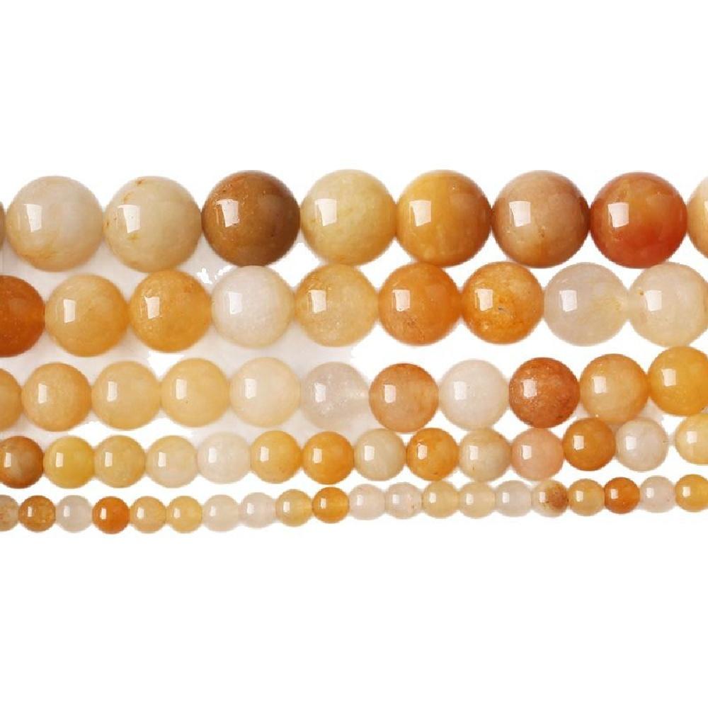 Gold Jaden Achate Stein Natur Runde Perlen 15" Strang Glatte Lose Zwischenperlen 4/6/8/10/12mm für Schmuckherstellung DIY Armbänder Zubehör