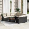VidaXL 9-Piece Garden Sofa Set with Cushions Black Poly Rattan Acacia 3356101