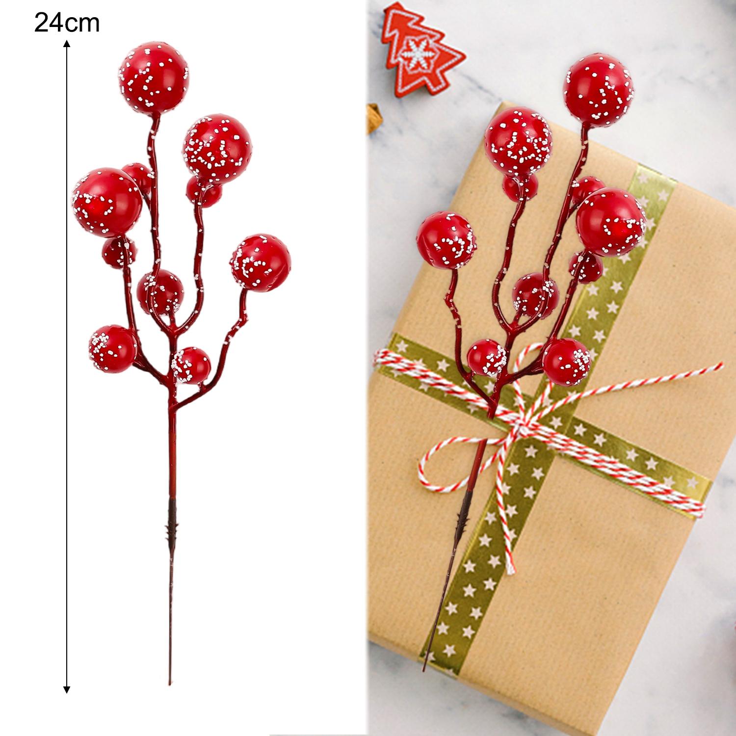 

1-20pcs Christmas Red Berry Stems DIY New Year Artificial Wreath Crafts Berries Xmas Tree Fake Flowers Ornaments Party Supplies 1pc