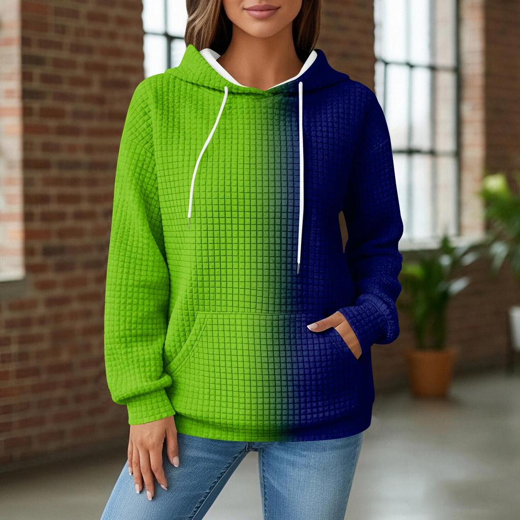 Damen Strick-Hoodie, Langarm-Pullover mit Tasche, Lässig locker geschnittenes Sweatshirt für den täglichen Gebrauch/Outdoor