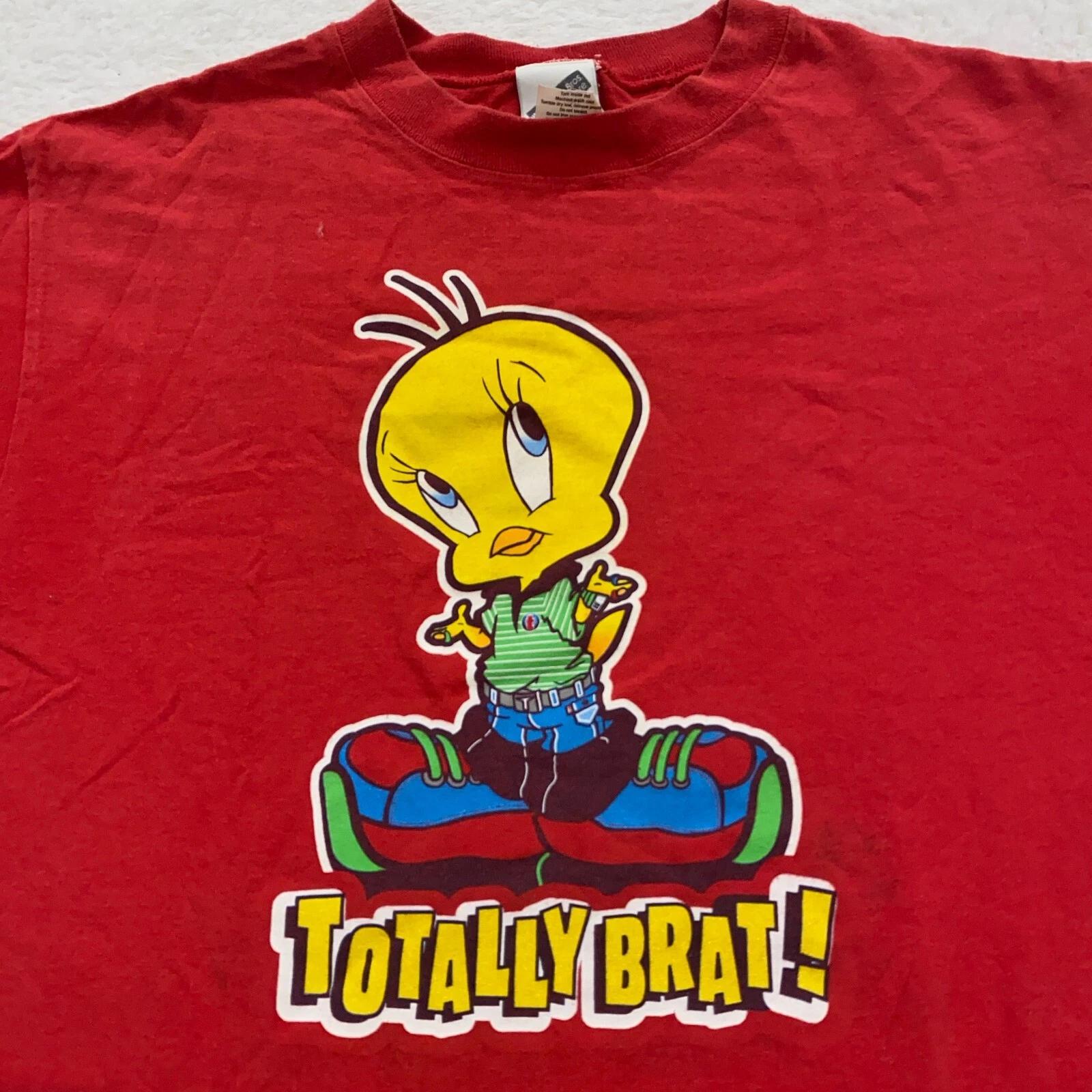vtg 90s TWEETY TOTALLY BRAT! T-Shirt SMALL single stitch looney tunes cartoon S