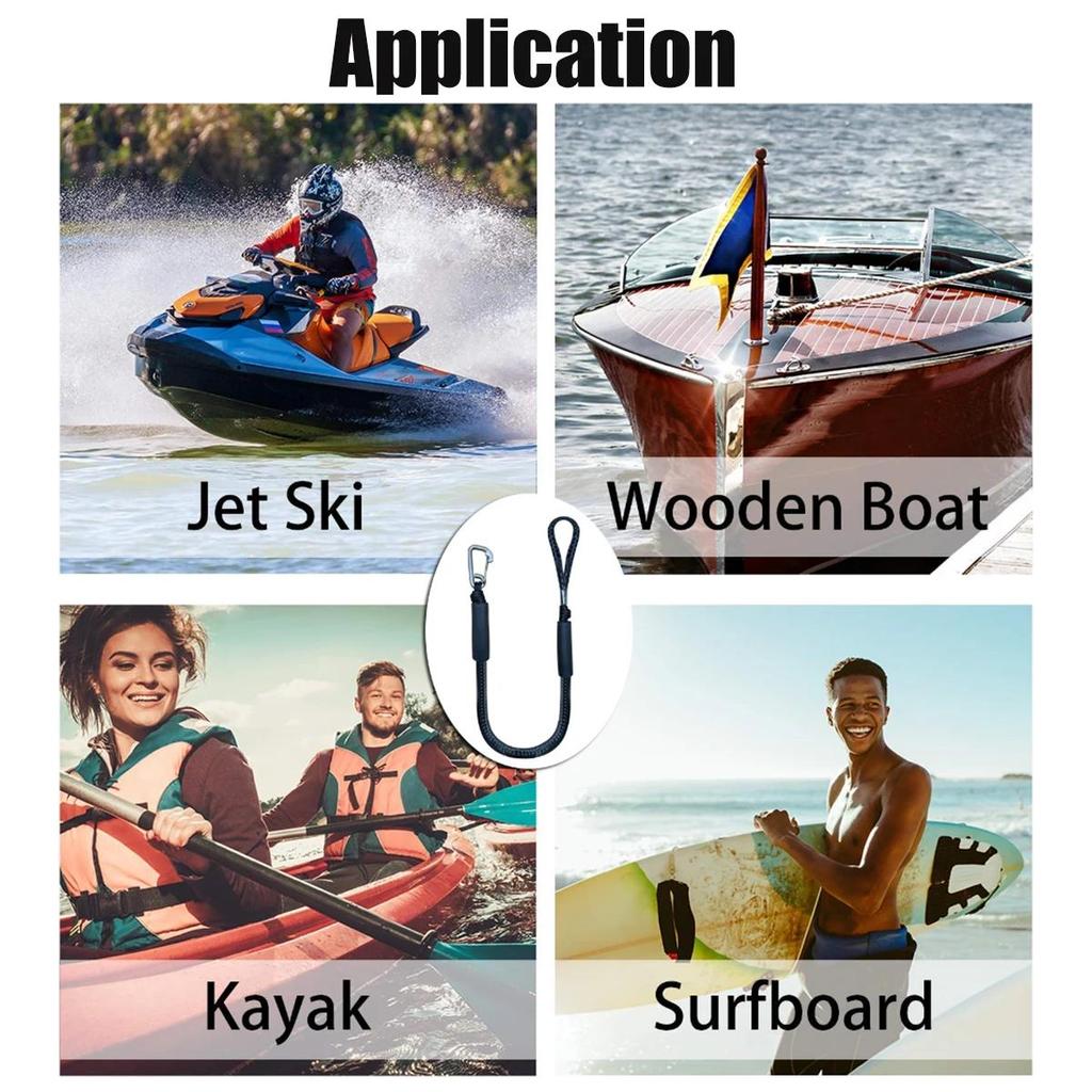 2/1PCS Elastic Bungee Mooring Dock Lines Shock Absorbing Rope with Hooks Adjustable Anchor for Kayak Canoe Jet Ski Pontoon Boat 7