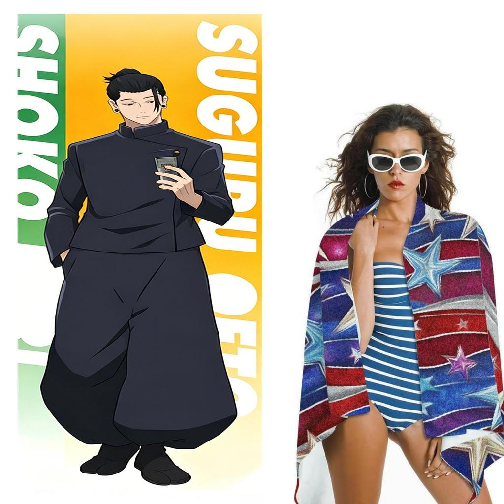 1pc Jujutsu Kaisen Beach Towel Japanese Anime Microfiber Quick Dry Soft Skin Friendly Gym Sports Towel Fashion Beach Accessories