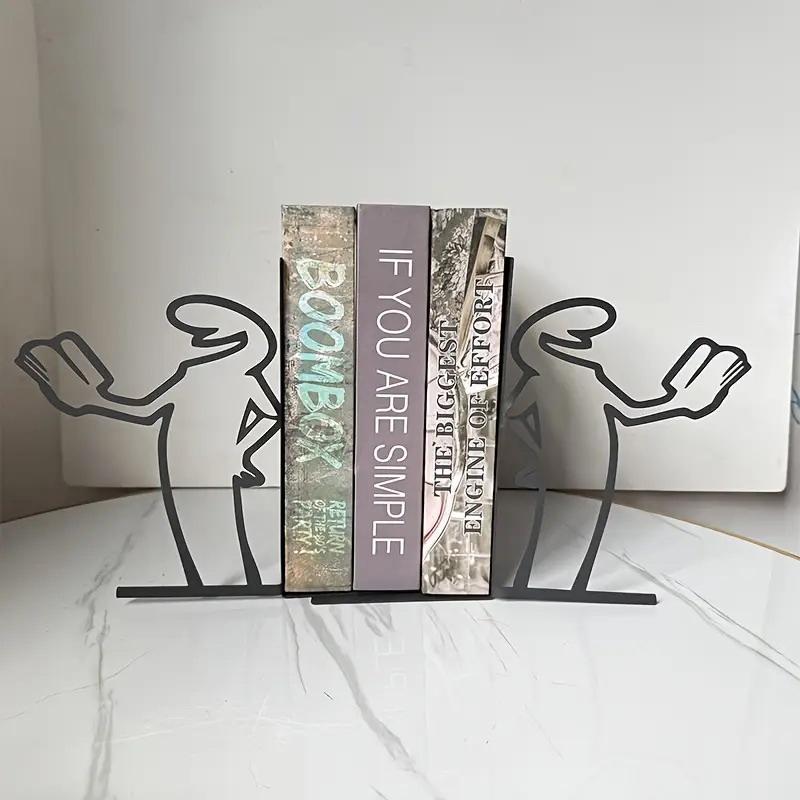 1Pair New Desktop Book Stand Cute Line Villain Black Creative Desktop Decoration Iron Book Stand