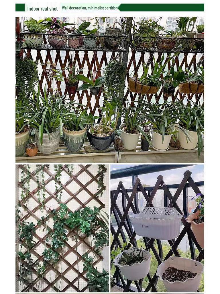 Expandable Carbonized Wood Lattice Fence for Climbing Plants and Courtyard Decoration