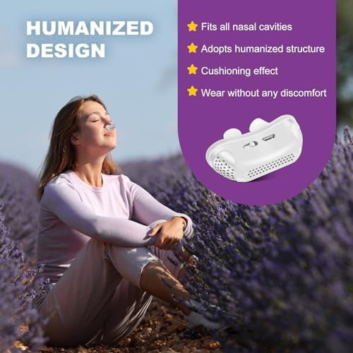 Anti-Snoring Device, Dual Turbine Electric Adjustable Ventilation, Adjustable Wind Speed, Snoring Solution for Men and Women, Blue