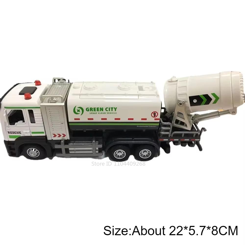 1:32 Spray Truck Model Toy Car Fire Trucks Pull Back Sound Light Doors Opened Metal Diecast Engineering Vehicle Collection Toys