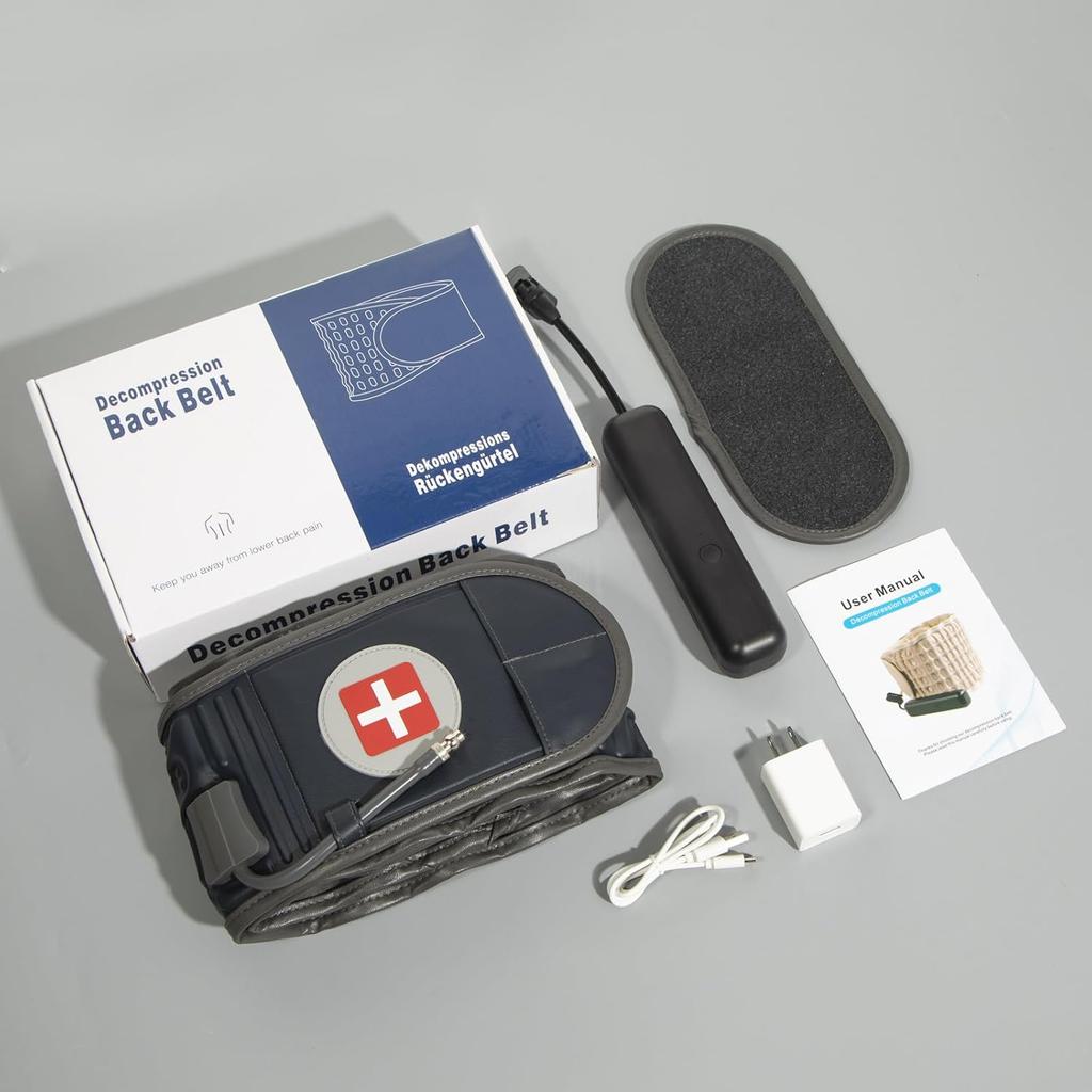 Decompression Back Belt with Electric Inflatable Pump -Lumbar Support Belt for Lower Back Pain Relief, Back Traction Device Fits Waist Size 29-49