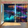 2D FLAT PRINTING 2pcs Curtains (Without Rod) Galactic Whales In Ocean Modern Fashionable Curtainments During the Easter Holiday
