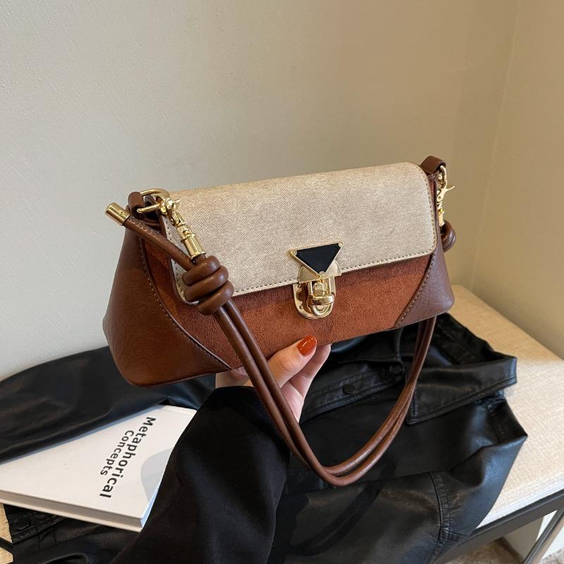 

New autumn and winter retro fashion contrasting color small square bag niche simple commuter shoulder bag коричневый