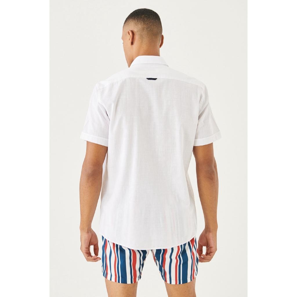 Pantaloni scurți de baie pentru bărbați, alb, portocaliu, standard, ocazional, cu model