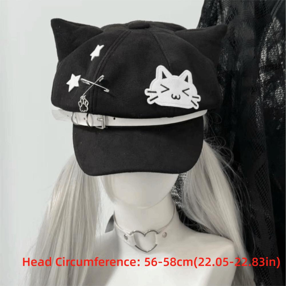 Subculture Beret Hat Kitten Ears Octagonal Cap Cute Newsboy Cap