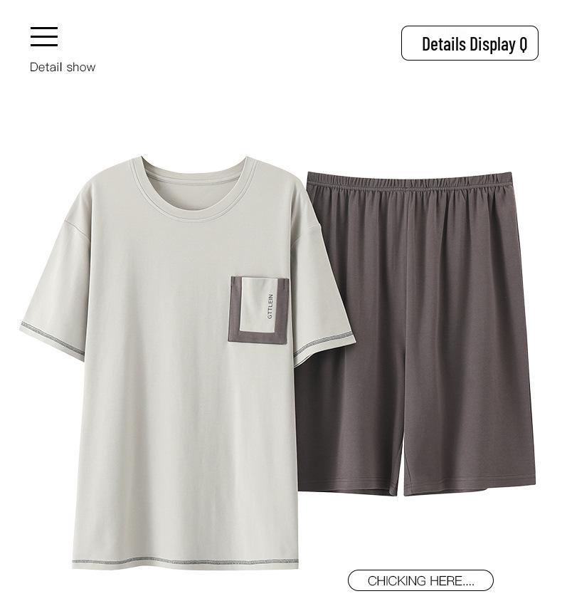 Men's Plus Size Soft Modal Cotton Summer Pajama Set - Loose, Comfortable Short Sleeve Homewear