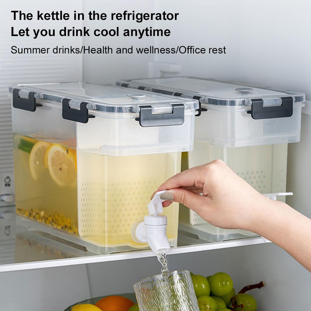 3.5L Beverage Liquid Drink Container Fridge Cold Water Pitcher with Spigot Cold Kettle Dispenser for Fruit Juice Cocktails
