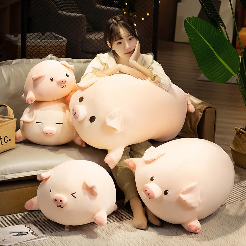 Bai Fen Bai Dolls And Toys Girls Soft Lying Pig Doll Plush Toy Pig Doll Soothing Rag Doll Children's Birthday Gift