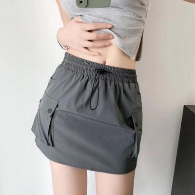 Φούστα-σορτς με κορδόνι και ελαστική μέση για γυναίκες, καλοκαιρινή, λεπτή, γρήγορου στεγνώματος, στενή, street style, γυναικεία ρούχα, Y2k