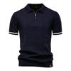 Men's Solid Color Sport Zipper Polo Shirt Athletic Social Polo Shirts for Men Office Slim Fit Polo