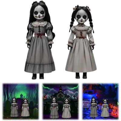 2 kusy Halloweenské hororové panenky Zahrada Značky na dvůr, Halloweenské venkovní strašidelné panenky, Gotická zahrada Dekorace dvora Plastové figurky na tyči