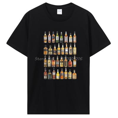Single Malt Whisky T-Shirt Whiskyflaschen Vatertagsgeschenk Tops Kleidung Baumwolle T-Shirts Geschenkidee T-Shirt Herrenbekleidung
