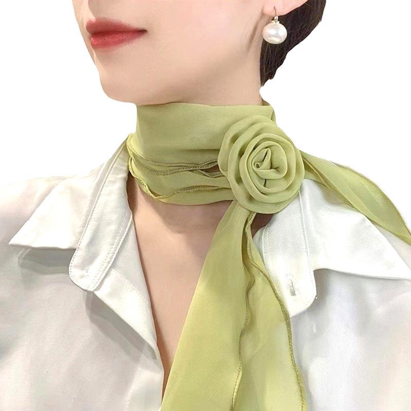 Frauen Candy Farbe Chiffon Seide Schal Rose Decor Neck Kragen Sonnenschutz Halstuch Dünne Sommer Weich