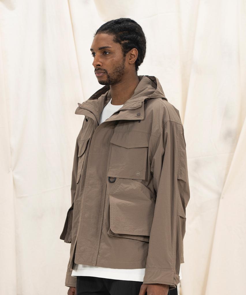 Kalapatthar Lightweight Nylon Ripstop Utility Hooded Shell Jacket - Beige