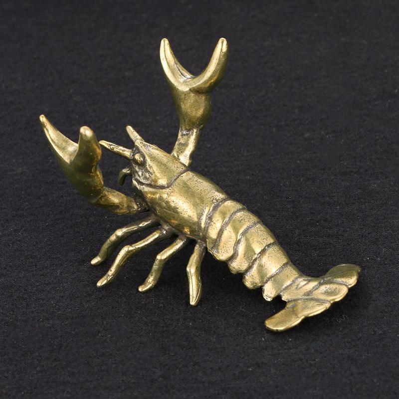Solid Brass Crayfish Ornament Vintage Animal Pen Holder Desktop Decorations Crafts Collections Lobster Figurines Miniatures Pets