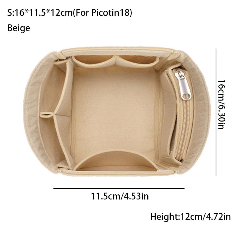 Felt Bucket Bag Internal Bag Large Capacity Multi-Pocket Purse Liner Storage Organization Portable for Picotin18/22