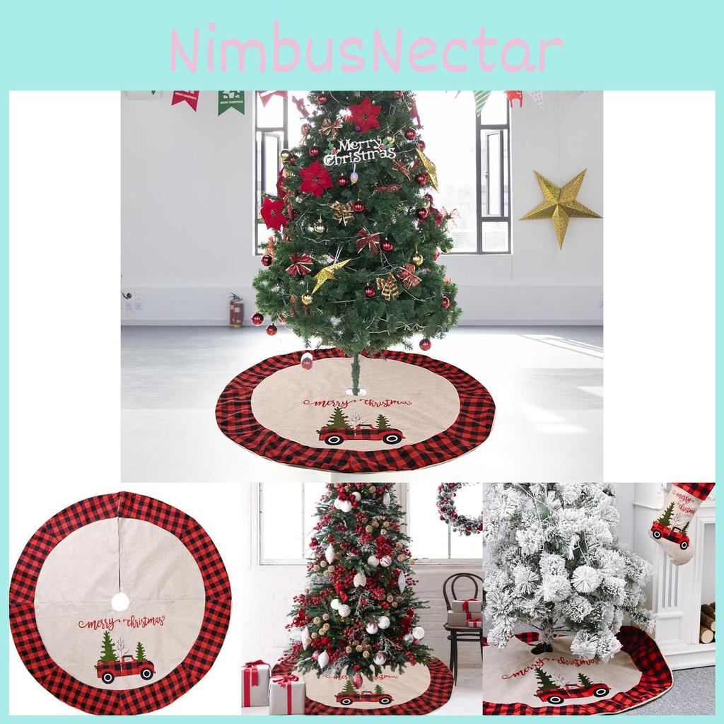 Elegant Red And Black Checkered Christmas Tree Skirt For Vehicle Holiday Decor 120cm