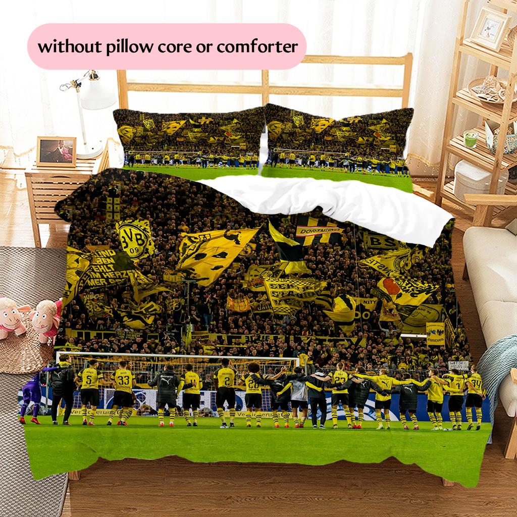 Dortmund Pattern Bedding Home Decoration Birthday Gift (1 * duvet cover + 2 * pillowcase, without core)