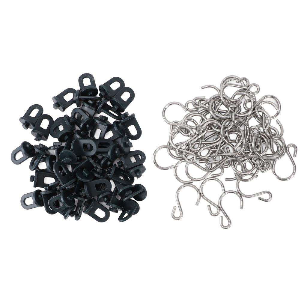 50 Pieces Plastic Roller Clips S Hook Stainless Steel Greenhouse Hook for Plant Pots, 50 Clips and 50 Hooks for Gardening and Planting