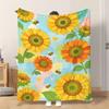 1pc Flannel Blanket Sunflower And Bee Design Soft Comfortable And Warm This Nap Blanket/Sofa Blanket Is Suitable for All Seasons A