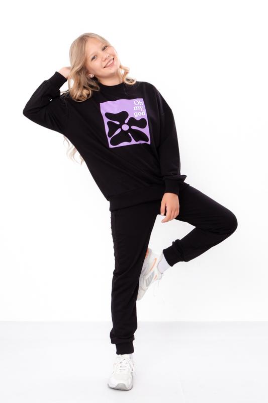 Teen Girls’ Activewear Set – Comfy Sweatshirt & Joggers with Cuffs, Durable Double-Knit Fabric, Any Season ,6418-057-33 HC