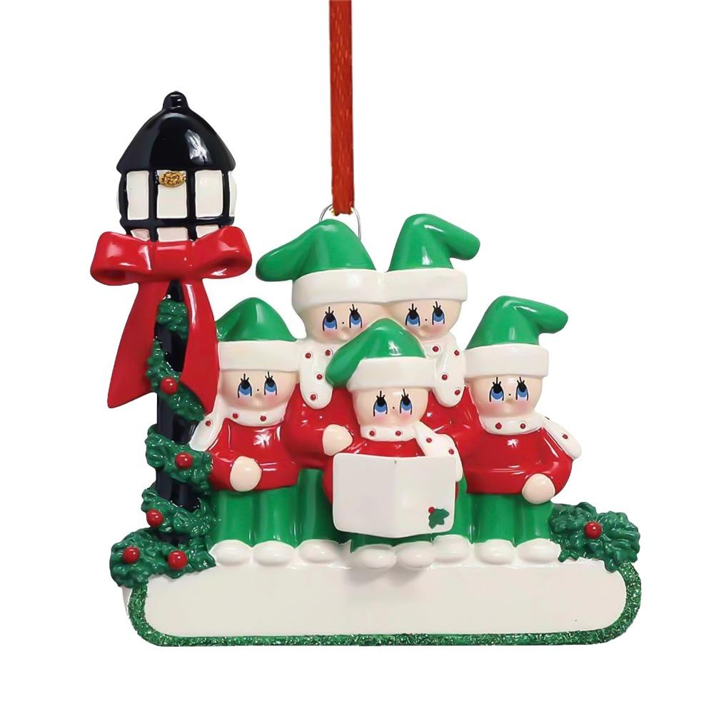 Street Lamp Christmas Family Ornaments Snowman Color Painting Family Blessings Pendant Decorative Resin Christmas Tree Ornaments