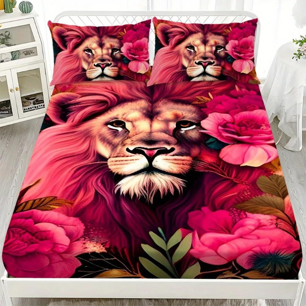1 Stück Spannbettlaken Lila Katze Drachenaugen Spinne Gedruckt 100% Polyester Atmungsaktives Bettwäscheset für Heimdekor Ohne Kissenbezug