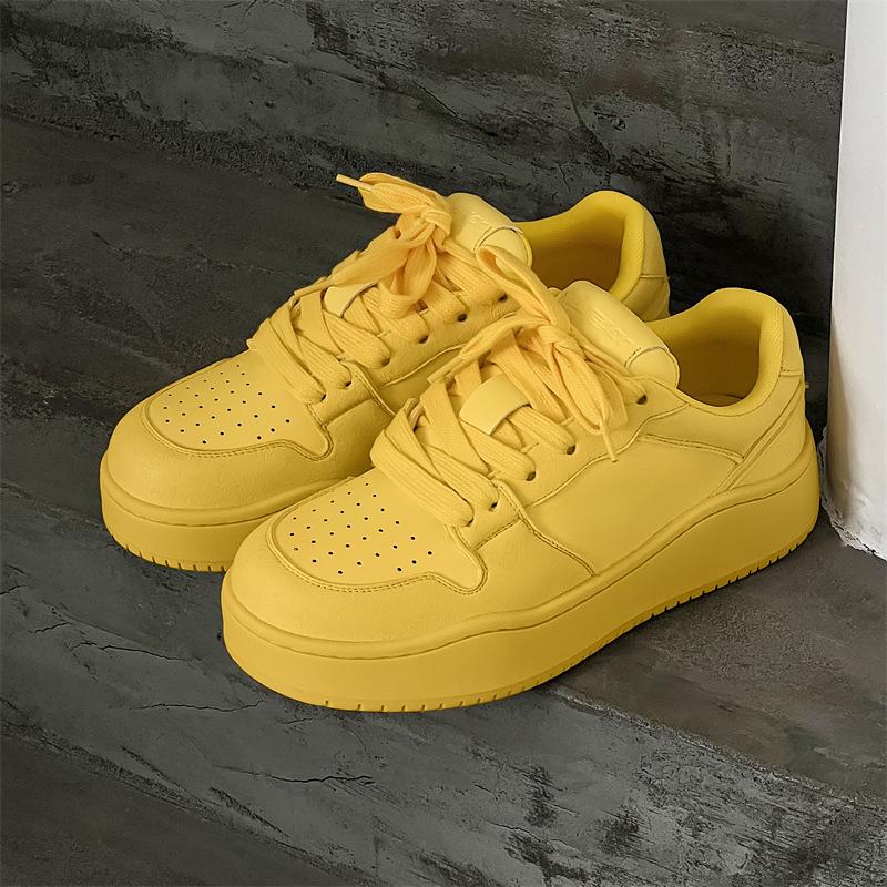 Rainbow color board shoes new breathable platform bread shoes heightening couple shoes sports casual shoes