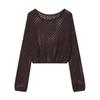   European and American Style, New Women's Fashionable and Fashionable Casual Sequin Hollow-out Short Knit Sweater